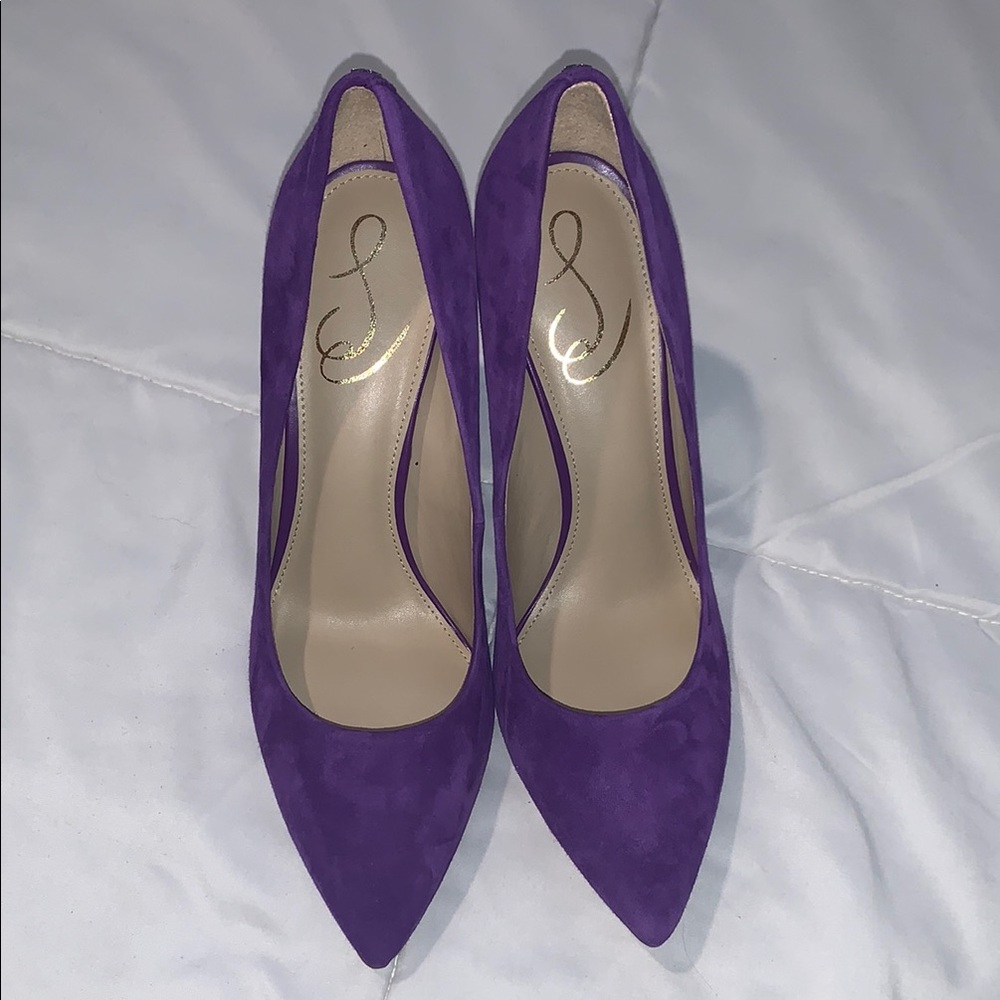 Sam Edelman Purple Heels with Classic Pointed Toe Design - Picture 5 of 9